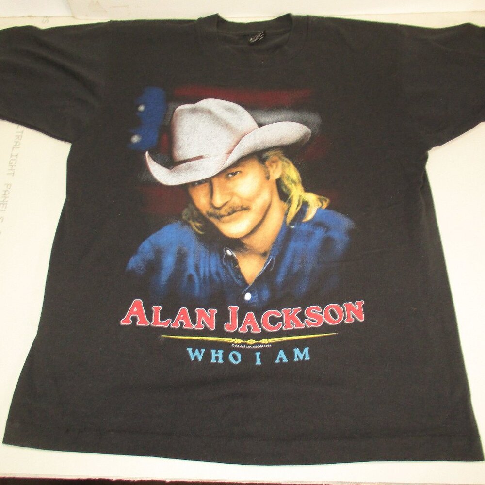 Vintage 1994 Alan Jackson Who I Am Country Music T Shirt Black Made In USA Sz L